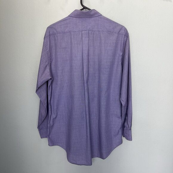 Stafford Executive | Purple Print Broadcloth Button Up Long Sleeve Shirt 16.5/34 - Picture 6 of 6